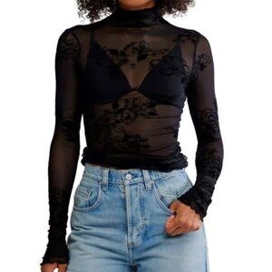 FREE PEOPLE | You Decide Lace Mesh Top in Black